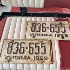 Matching 1969 Vintage Virginia License Plates 63-455 picture