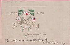 1905 Postcard German Reich Greeting Card New Year Card Art Nouveau Congratulations picture