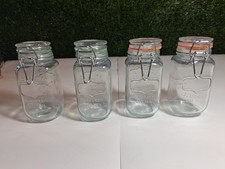 Lot of 4 Old East Main Co Glass Spice Jars Hermetic Bail Lid Quality Glassware picture