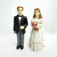 Bride & Groom Wedding Figurines 6” Cake Topper Resin Tuxedo Couple Houseworks picture