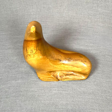 Vintage Hand Carved Wood Seal Sea Lion Wood Carved Figurine Sculpture Coastal picture