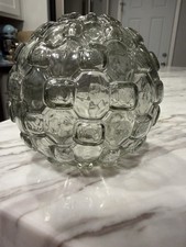 Vintage MCM Clear Bubble Glass Globe Light Shade 5” Geometric 1.5” Opening picture