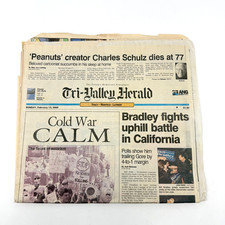 Charles Schulz Peanuts Death Newspaper Tri-Valley Herald Feb 13 2000 Snoopy picture