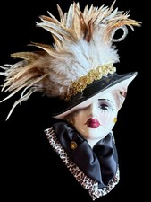 Vtg ‘Unique Creations’ ART DECO STYLE Lady Face Mask Wall Art Decor picture