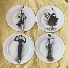 Neiman Marcus by Gien French Fashion Ceramic Collector Plates Set, White Black picture