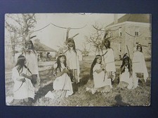 Blackwell Oklahoma Indian School Girls Bow Arrow Real Photo Postcard RPPC c1910 picture