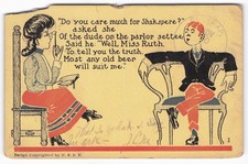 Vintage 1907 Comic Humor Postcard Shakespeare vs Beer Little Rock Arkansas PM picture