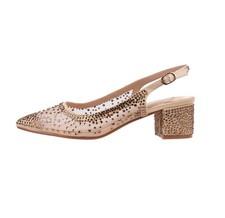 Ninety Union Lady Couture Demi Rhinestone Mesh Slingback, Gold, 8 picture