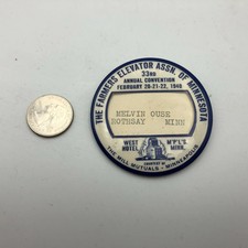Pinback Farmers Elevator Assn Minnesota 33rd Convention West Hotel Vintage 1940 picture