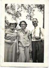 Vintage Old 1940s Photo of Attractive American Family with Pretty Daughter Girl picture