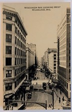 ​​​​​​​​Milwaukee WI RPPC Postcard Wisconsin Ave Streetcar Riverside Theater Vtg picture