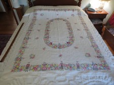 MCM European FOLK ART & WILDFLOWERS Linen TABLECLOTH - 49