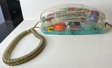 VTG 1980s Retro Clear Neon Blue Ultrasonic Novelty See Thru Telephone #6900 picture