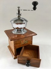 RARE~Antique/Vintage B O Garantie CZECHOSLOVAKIA Wood+Chrome Coffee Mill/Grinder picture