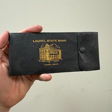Vintage c.1900s LAUREL STATE BANK Advertising Leather Wallet - Laurel, Montana picture