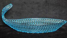 EAPG BRYCE BROTHERS ORION CATHEDRAL PATTERN BLUE FISH PICKLE/RELISH DISH picture