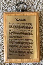 Footprints in the Sand Christian Jesus Inspirational Wood Plaque Gold Wall Gift picture