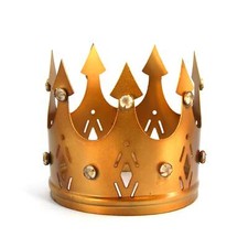 Jeweled Santos Crown in Antiqued Brass, Medium 4in picture