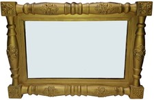 Antique 19th C. Giltwood American Empire Split Baluster Art Mirror Wall Frame picture