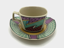 Dorothy Hafner Rosenthal FLASH Cup & Saucer Set, 1980s Vintage Memphis Era picture