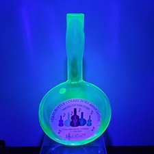 Vaseline Uranium Glass Bottle Round Violin or Cello Bud Vase - Pairpoint Mark picture