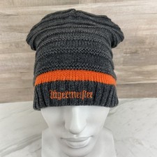 Jagermeister Promo Hat Winter Knit Beanie Embroidered Gray Orange VGC picture