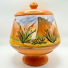 Vintage Tlaquepaque Mexican Folk Art Pottery Lidded Jar Pot Pedestal Base picture
