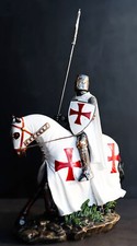 Ebros Crusader English Knight On Heavy Cavalry Horse Statue Phalanx Spear Horse picture