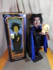 Vintage 1995 Gemmy Animated Vampire Holding Skull For Parts Or... picture