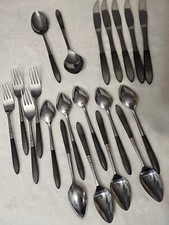 20 Pcs Vintage EPIC Forged Stainless MCM Inlaid Flatware Lot Set Japan Rare picture