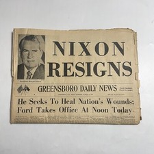 Vtg August 9 1974 President Nixon Resigns Greensboro NC Daily News picture
