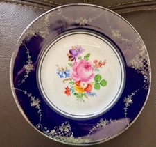 [HUTSCHENREUTHER HOHENBERG]Antique 1939 Hand-Painted Cobalt Blue/Floral -Germany picture
