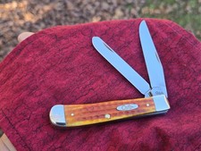 Beautiful 2008 Case XX Orange Harvest Bone 6254 Trapper Knife picture