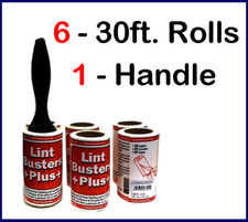 Lint Buster Rollers 6 - 30 Feet long NOT sheets Stickiest Paper ~ Made in USA picture