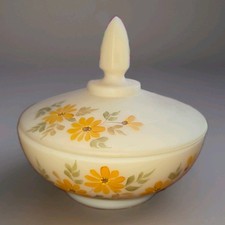 Vintage Fenton Bowl Hand Painted by A Madon candy dish collectors daisies  picture