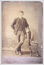 1890s Young Man Cabinet Photo Aufrecht Allegheny PA Allegheny Co. Formal picture