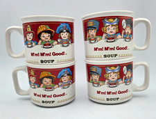 Campbell Soup Co. Set of 4 Soup Kids M'm M'm Good Mugs White/Red 1993 picture
