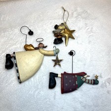 Lot of 3 Williraye Studio Christmas Ornaments -Snowman w/Star, Angel, Man w/star picture