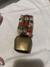 Brass Swiss Goat/Cow Bell, Brass. Exquisite Detail Embroidered Brocade. picture