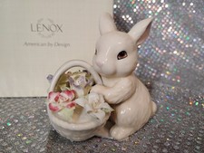 Lenox Porcelain Bunny's Basket Of Flowers Figurine. Spring Easter. Rabbit 848667 picture