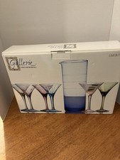 Luigi Bormioli /Gallerie Set of 6 Colored Martini / Glasses/shaker/NIB picture
