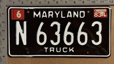 1983 Maryland truck license plate N 63663 BLACKOUT RESTORED 24573 picture