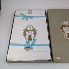 Antique 1920s Liddell Irish Linen Damask Ivory Color 52 x 70 Tablecloth 6 Napkin picture
