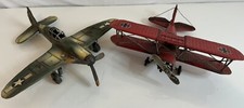 Hobby Lobby Lot of (2) Metal Planes 665547 & 343418 Models Home Accents Decor picture