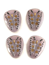 Vintage Set of 4 Czech Purple Glass BUTTERFLY Buttons - 3/4