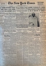 Vintage Gandhi is Killed NEW YORK TIMES News Article Estate Sale Find picture