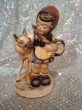 Friedel Girl With Deer Porcelain Figurine West Germany Porcelain 5.25