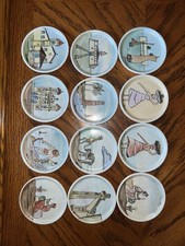 Set Of 12 3” Porcelain Plates Dated 1981 Salvador Bahia picture