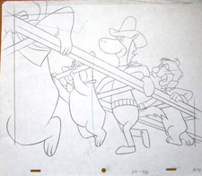 1987 QUICKDRAW MCGRAW SNAGLEPUSS BOO BOO ORIGINAL PRODUCTION cel DRAWING ladder picture