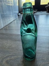 Vintage Green Codd Neck Glass Soda Bottle with Marble Stopper picture